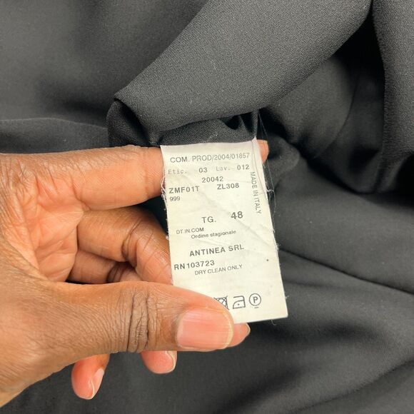 Armani Collezioni Black Satin Trim Classic Blazer 12 Ruched 3/4 Sleeve Jacket - Picture 6 of 13